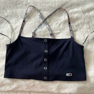 TOMMY JEANS Women's Ribbed Snap Bra Top size XS navy